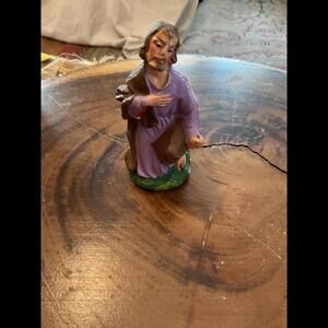 Vintage Religious Figurine of a Male Figure in Purple Robes